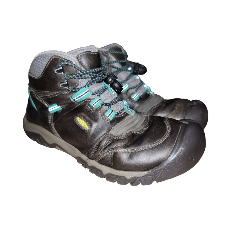 KEEN‎ Womens Ridge Flex Mid Gray Teal Leather Hiking Boots Size 6